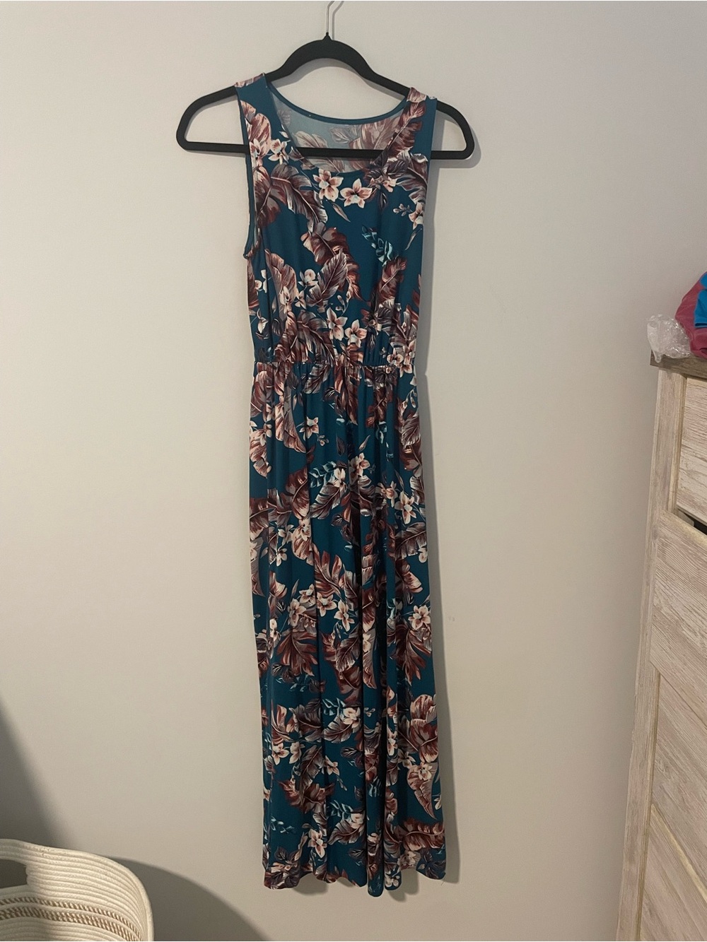 Teal Floral Sleeveless Maxi Dress - Elegant Summer Style